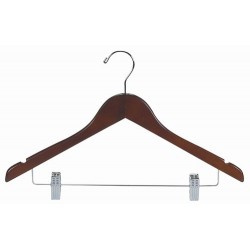 Walnut & Chrome Flat Combination Hanger w/Clips