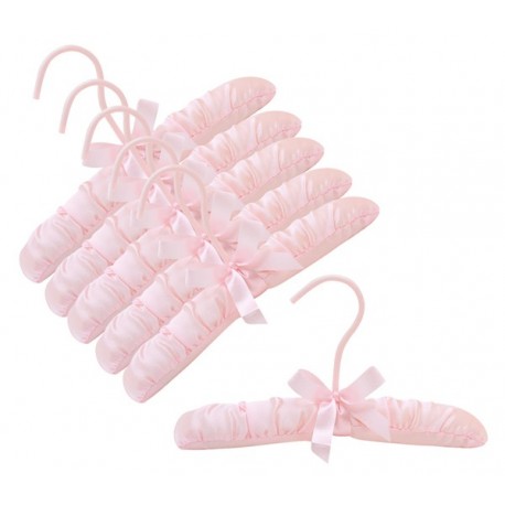 10 Pink Baby Satin Padded Hangers - Closet Hanger Factory