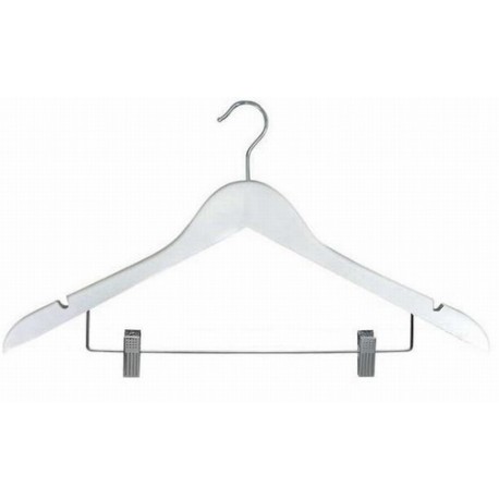 White Flat Combination Hanger w/Clips