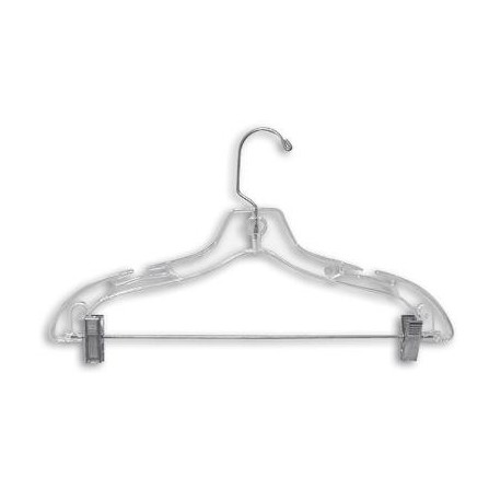 17 Clear Plastic Combo Hanger W/ Clips & Notches