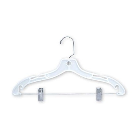 17 Clear Plastic Combo Hanger W/ Clips & Notches