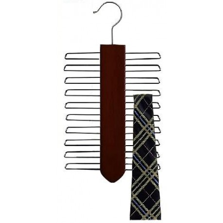Walnut & Chrome Vertical Tie Hanger
