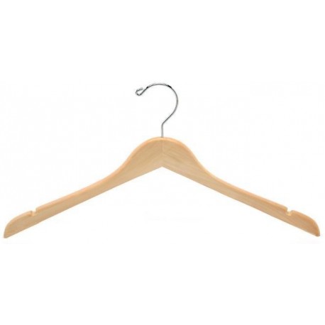 Quality Wooden Clothes Hangers with Flat Chrome Hook in Natural