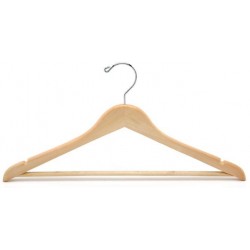 Flat Wooden Suit Hanger w/Non-Slip Bar