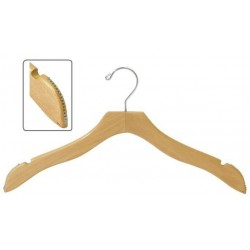 Contoured Deluxe Wooden Coat Hanger (Natural/Chrome)