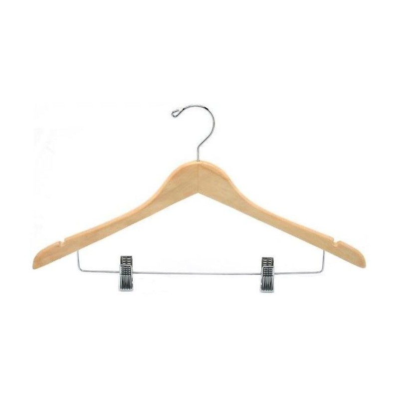 Contoured Combination Hanger w/ Clips - Closet Hanger Factory