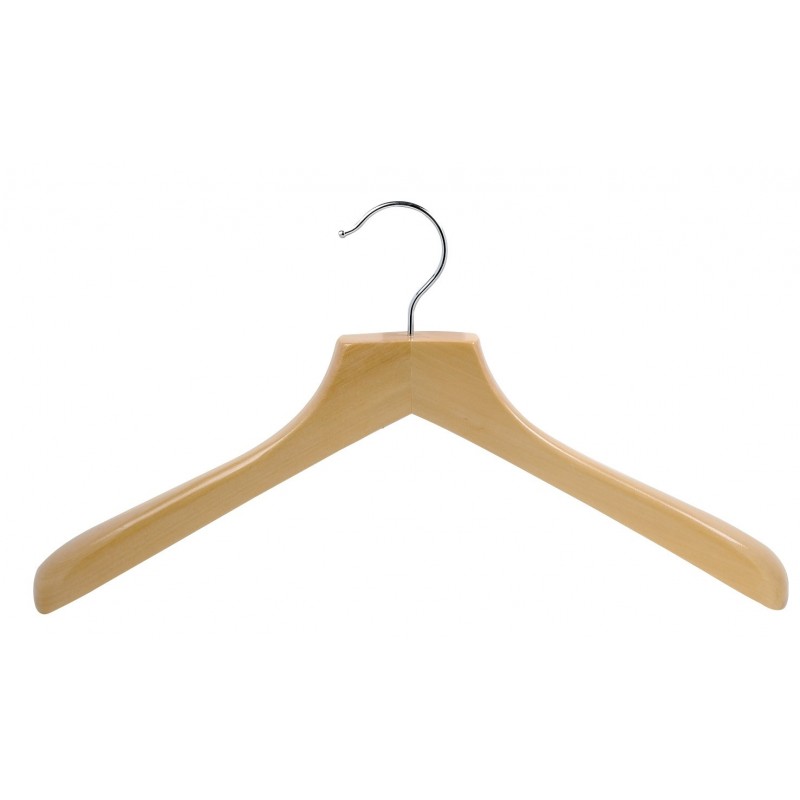 Contoured Wooden Coat Hanger (Natural/Chrome)