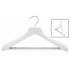 White Contoured Suit Hanger w/ Non-Slip Bar