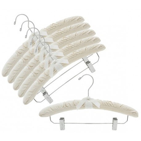 Natural Canvas Padded Hangers w/Chrome Hook & Clips - Closet