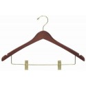 Walnut Contoured Combination Hanger w/ Clips