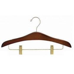 Walnut Decorative Combination Hanger w/ Clips